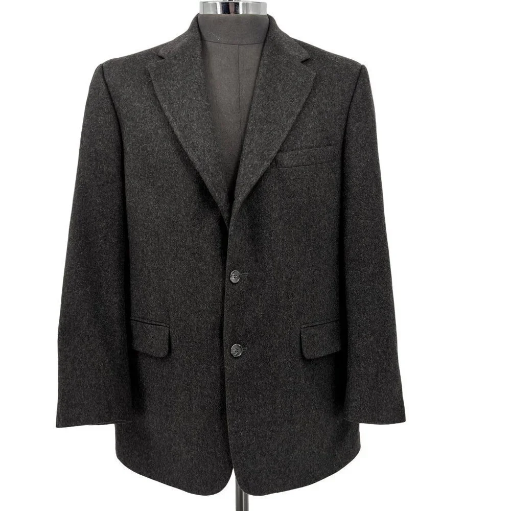 Bill Blass 100%‎ Cashmere Single Breasted Unvented Blazer Jacket Size 41 Regular